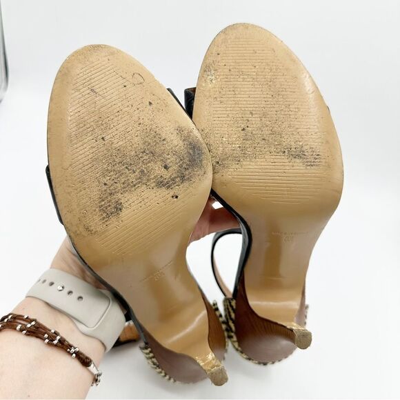 EUC Madewell Marcel Black Leather Sandals w/Woven Raffia Heels Sz 8.5 - Picture 16 of 16